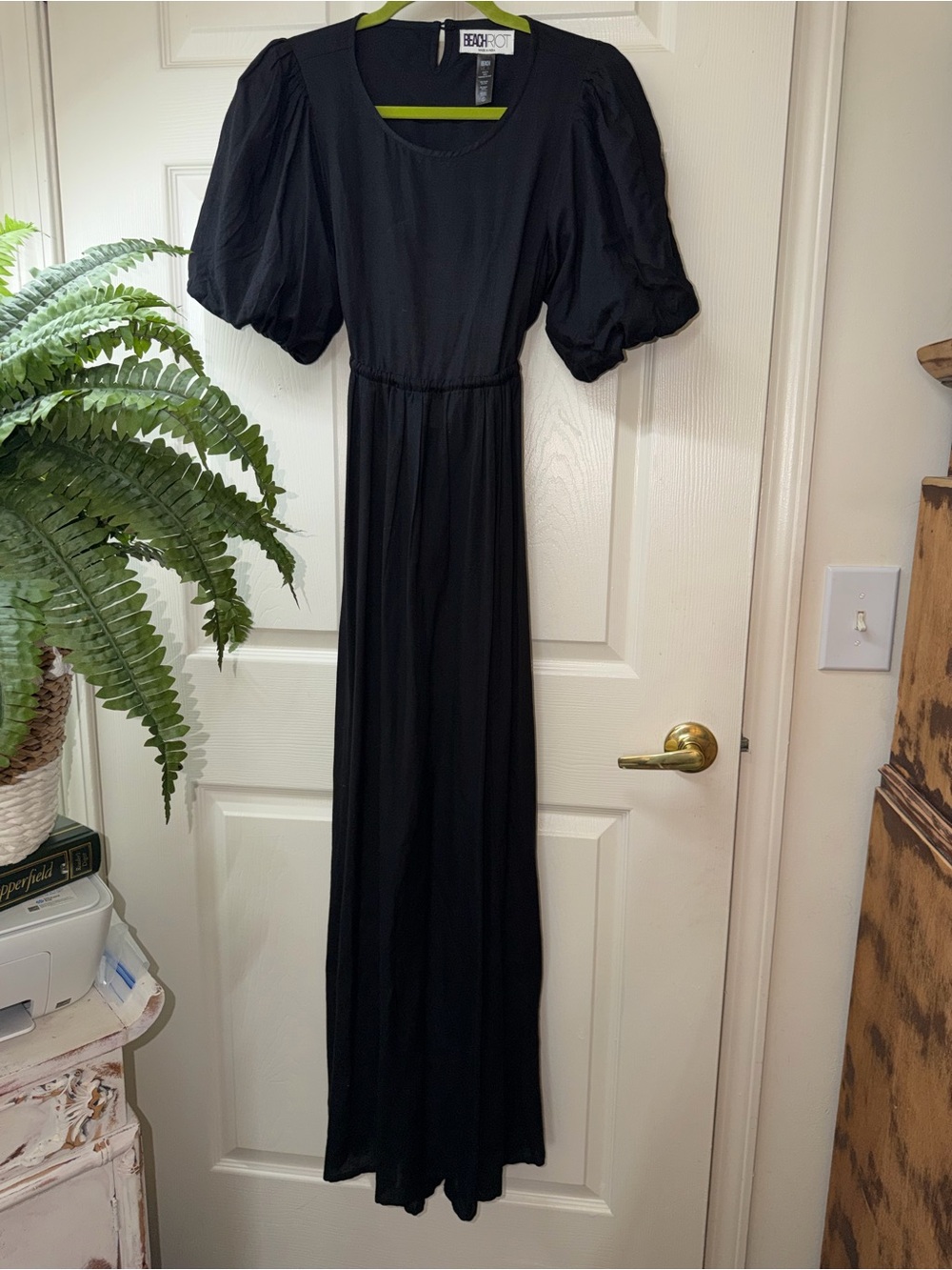 Beach Riot Black Maxi Dress with Puff Sleeves
